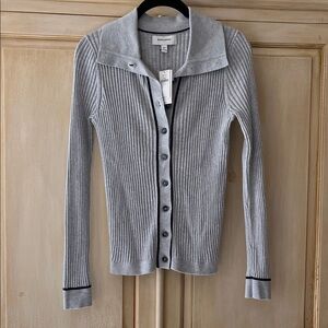Banana Republic Light Gray-black accents Ribbed Cardigan-size S-NWT